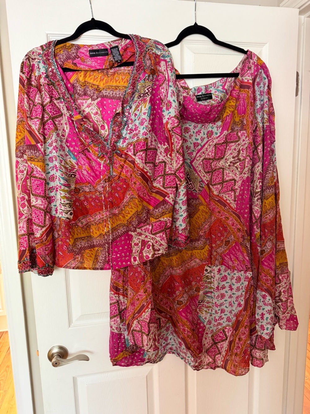 SILK Dana Buchman BELL SLEEVE BEADED TOP AND SKIRT!